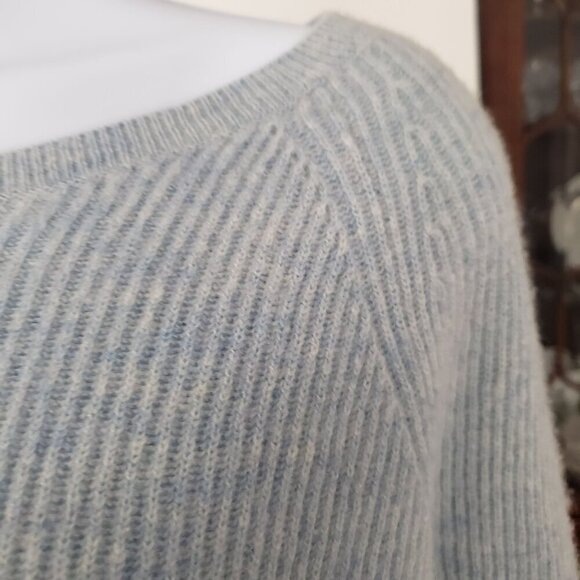 VINCE Women's XS Sweater Powder Blue Boat Neck Ribbed Knit Cashmere Wool Blend - Picture 6 of 11